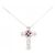 Autre Marque Collana in perle d'acqua dolce con croce in oro bianco Au750 e fiore in rubino Argento