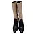 Autre Marque Bicolor leather boots with studs Black Beige