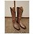 Autre Marque Botas altas de cuero marrón con cremallera lateral Castaño - vista 2