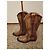 Autre Marque Botas altas de cuero marrón con cremallera lateral Castaño - vista 6