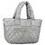 CHANEL Bolsa Tote Cocoon Lona Recubierta Plata CC Auth bs33124