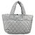 CHANEL Bolsa Tote Cocoon Lona Recubierta Plata CC Auth bs33124 - vista 3