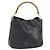Borsa a mano in pelle nera e oro GUCCI Bamboo Auth bs33028 Nero D'oro