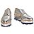 Brogues Prada in pelle argento metallizzato con piattaforma
