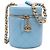 Chanel Mini CC Azul em Couro de Cordeiro Matelassado Vertical Vanity Case Azul claro