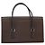 Burberry Bolsa de mão de couro marrom com detalhes em prata Auth ep13146 - vista 2