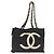 CHANEL COCO Borsa Tote a Catena Nylon Nero Oro CC Auth 165069 D'oro