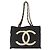CHANEL COCO Borsa Tote a Catena Nylon Nero Oro CC Auth 165069 D'oro - vista 13