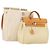 Hermès HERMES Herbag Ad PM Rucksack Canvas Leder 2in1 Beige Silber Auth 168408