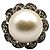 Autre Marque Anello in Oro Bianco con Diamanti e Perla