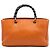 Bamboo Bolsa shopper média em couro de bezerro laranja com bambu Gucci