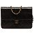 Chanel Negro Mediano CC Acolchado de Cuir de Cordero con Solapa Simple