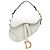 Borsa Saddle in pelle di vitello grana bianca Dior Bianco