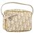 Christian Dior Trotter Canvas Romantic Pouch PVC Beige Silver Auth 168043 Silvery