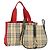 Borsa a Spalla Nova Check Burberry 2 Pezzi Beige Auth 165995
