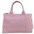 Borsa a Spalla Prada Canapa Tote SS Rosa Bianco - vista 3