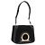 Borsa a Spalla Gancini in Pelle Scamosciata Nera e Oro Salvatore Ferragamo Auth 149888V Nero D'oro