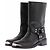 The Kooples Bottes noires à sangles en cuir