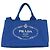 Prada Canapa Medium Size Canvas Shoulder/Tote Bag Blue