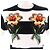 Gucci Mare Gothicum T-Shirt mit Blumenrandmuster Schwarz Weiß Grün Orange - Ansicht 4