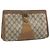 GUCCI GG Supreme Web Sherry Line Clutch Bag PVC Beige Oro 89 01 033 Auth ti3684