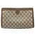 GUCCI GG Supreme Web Sherry Line Clutch Bag PVC Beige Oro 89 01 033 Auth ti3684 - vista 3