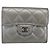 CHANEL Matelasse Card Case Leather Silver CC Auth 171336 Silvery - view 2