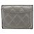 CHANEL Matelasse Card Case Leather Silver CC Auth 171336 Silvery - view 3