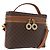 Céline Borsa Vanity Circolare in Tela Macadam CELINE in Pelle PVC 2 vie Marrone Oro Auth ep13087 D'oro
