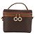 Céline Borsa Vanity Circolare in Tela Macadam CELINE in Pelle PVC 2 vie Marrone Oro Auth ep13087 D'oro - vista 2