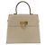 Salvatore Ferragamo Gancini Convertible Top Handle Leather Medium Beige