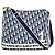 Christian Dior Trotter Oblique Umhängetasche Weiß Marineblau Silber Hardware