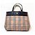 Borsa tote Burberry in pelle nera e tela a quadri Nero Marrone chiaro