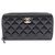 Cartera larga de cuero patentado negro Chanel