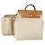 Hermès HERMES Herbag Ad PM Rucksack Canvas Leder 2in1 Beige Silber Auth 168174