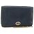 Christian Dior Chain Shoulder Bag Leather Navy Gold Auth ti3768 Golden Navy blue