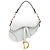 Borsa Saddle Mini in pelle di vitello grana bianca Dior Bianco