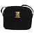 Bolsa de Ombro Vala em Camurça Preta e Dourada Auth BA10372 da Salvatore Ferragamo Preto Dourado - vista 2