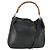 Borsa a spalla Gucci Bamboo in pelle 2 in 1 Nero Oro 001 1577 Auth 166021 D'oro