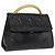 Bolso de mano FENDI de cuero negro y dorado Auth 169891
