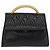 Bolso de mano FENDI de cuero negro y dorado Auth 169891 - vista 13