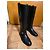 Nuevas botas altas de cuero negro Moschino con logo dorado talla 42 EU - vista 15