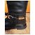 Nuevas botas altas de cuero negro Moschino con logo dorado talla 42 EU - vista 2