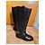 Nuevas botas altas de cuero negro Moschino con logo dorado talla 42 EU - vista 5