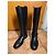 Nuevas botas altas de cuero negro Moschino con logo dorado talla 42 EU - vista 7