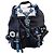 Prada black nylon backpack adorned with blue and white details