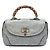 Bolso de mano grande de cuero gris salpicado New Bamboo de Gucci Castaño