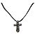 Collana in pelle doppia con lama Vulcan Cross di Chrome Hearts