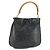 Borsa a mano in pelle nera e oro GUCCI Bamboo Auth 170494 Nero D'oro