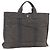 Hermès HERMES Handtasche Her Line Tote MM aus Canvas Grau Silber Authentisch 171988 Braun